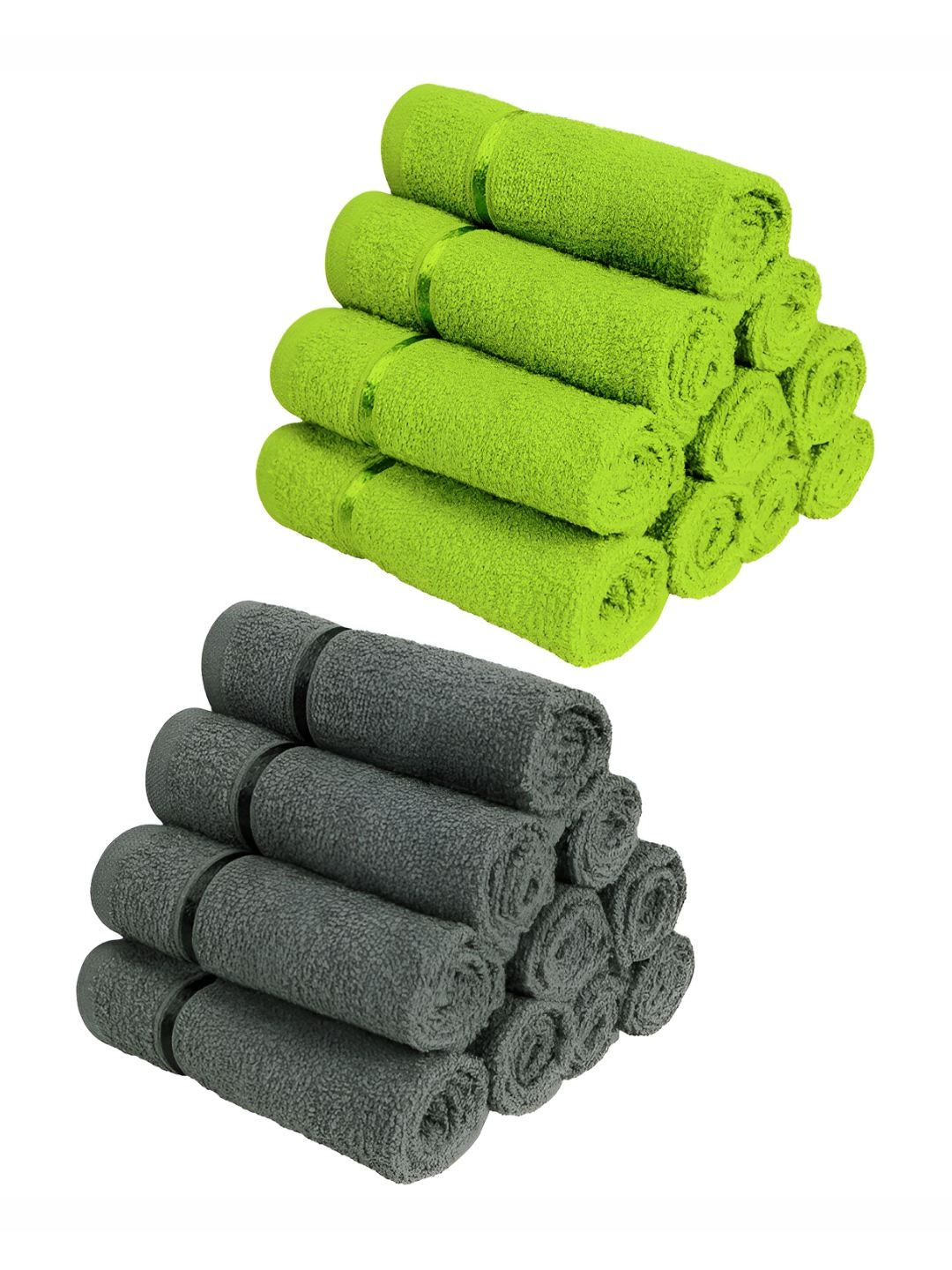 

Story@home Green & Grey 20 Pieces Cotton 450 GSM Face Towels