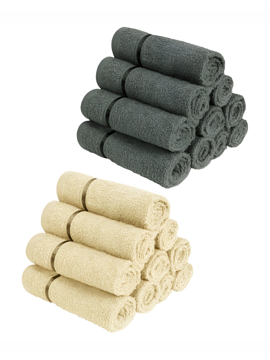 

Story@home Beige & Grey 20 Pieces Cotton 450 GSM Face Towels