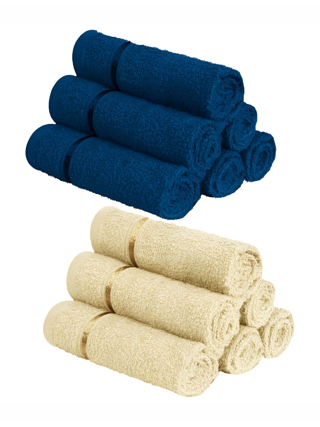 

Story@home Navy Blue & Beige 12 Pieces Cotton 450 GSM Face Towels