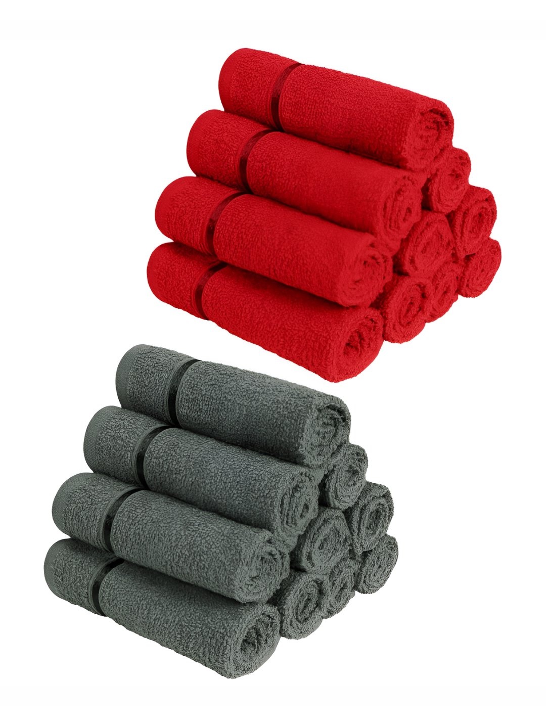 

Story@home Red & Grey 20 Pieces Cotton 450 GSM Face Towels