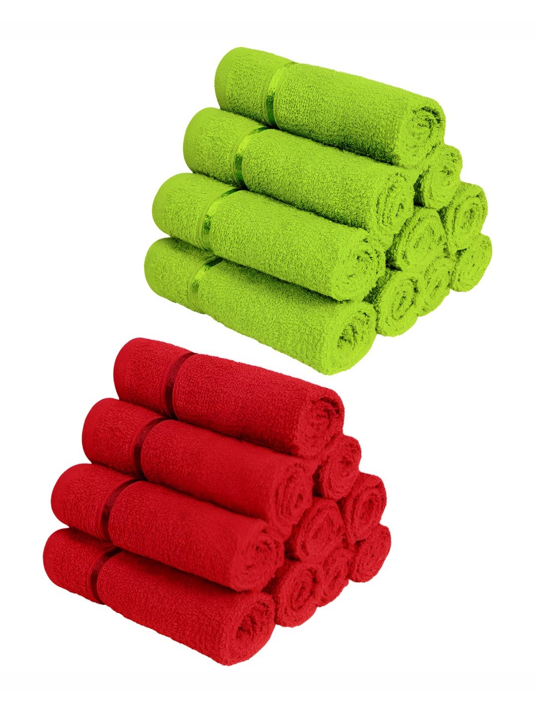 

Story@home Green & Red 20 Pieces Cotton 450 GSM Face Towels