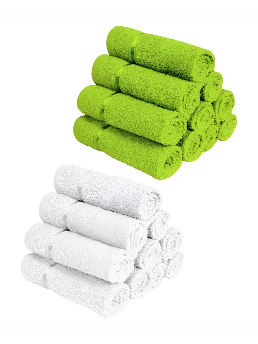 

Story@home White & Green 20 Pieces Cotton 450 GSM Face Towels