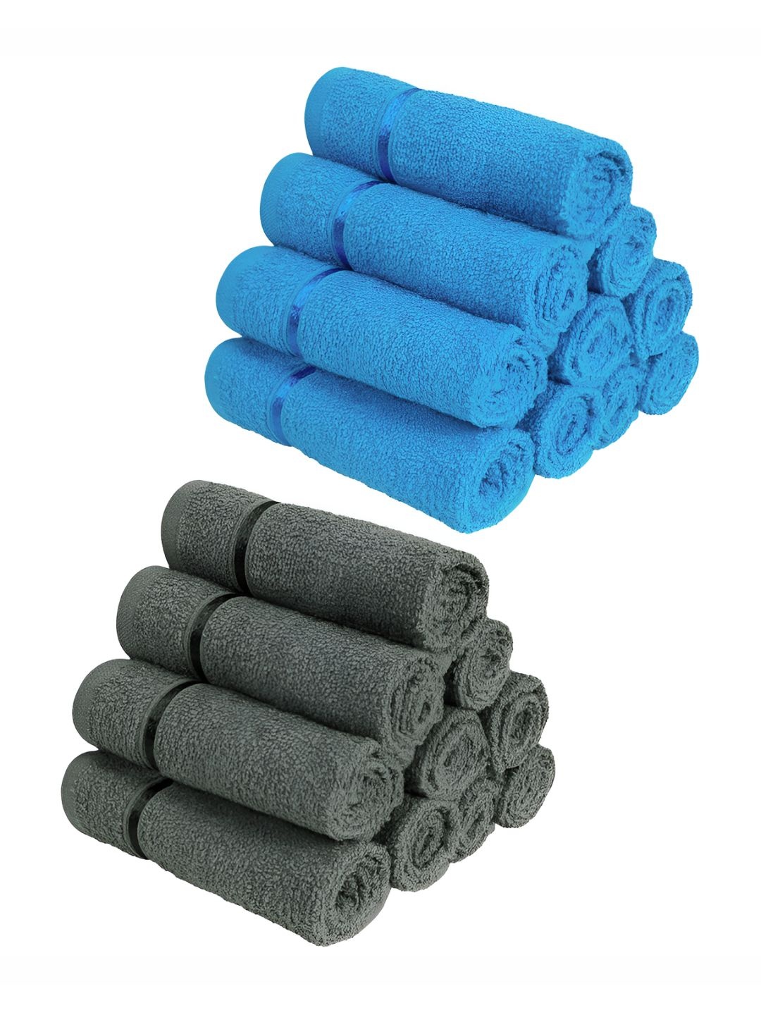 

Story@home Blue & Grey 20 Pieces Cotton 450 GSM Face Towels