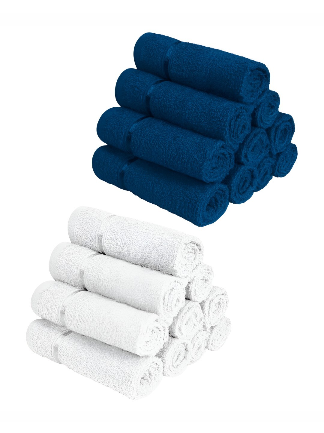 

Story@home White & Navy Blue 20 Pieces Cotton 450 GSM Face Towels