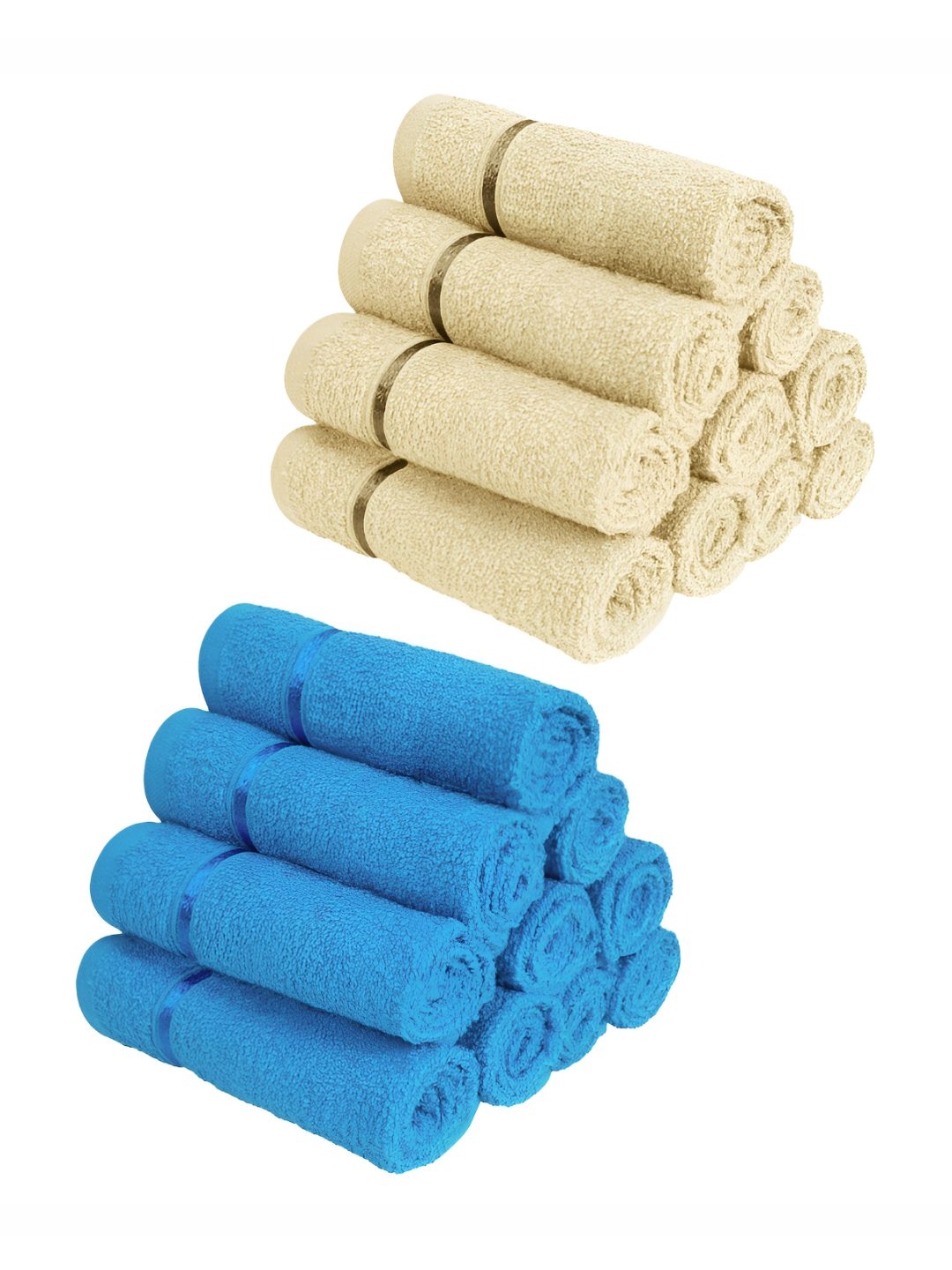

Story@home Blue & Beige 20 Pieces Cotton 450 GSM Face Towels