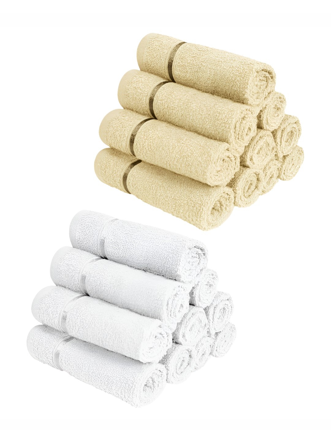 

Story@home White & Beige 20 Pieces Cotton 450 GSM Face Towels