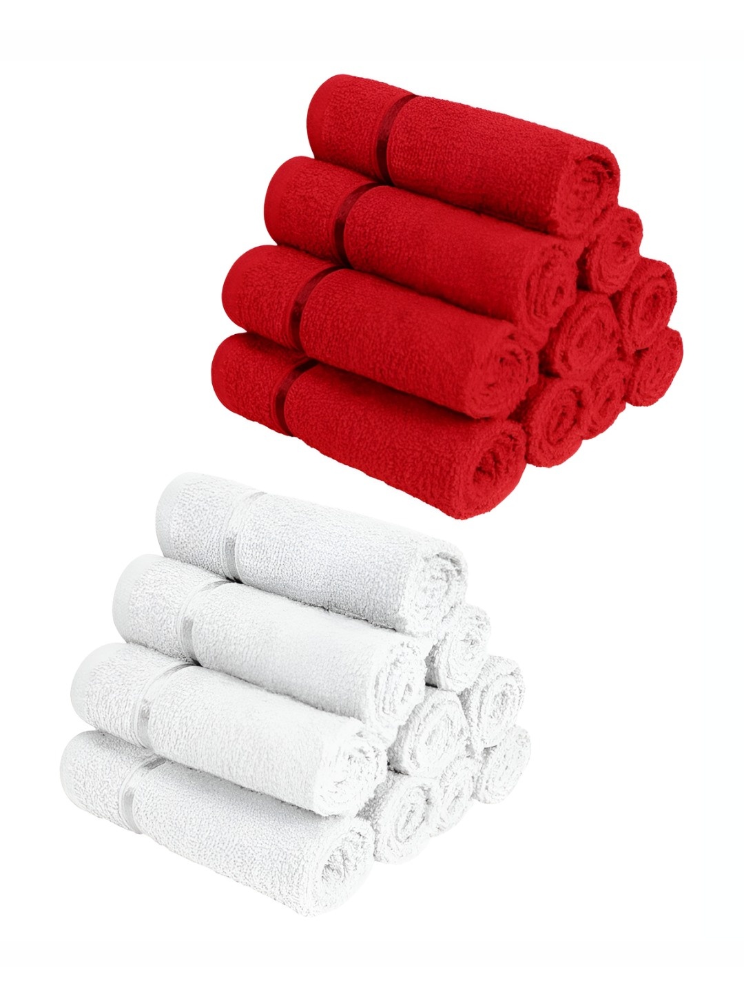 

Story@home White & Red 20 Pieces Cotton 450 GSM Face Towels