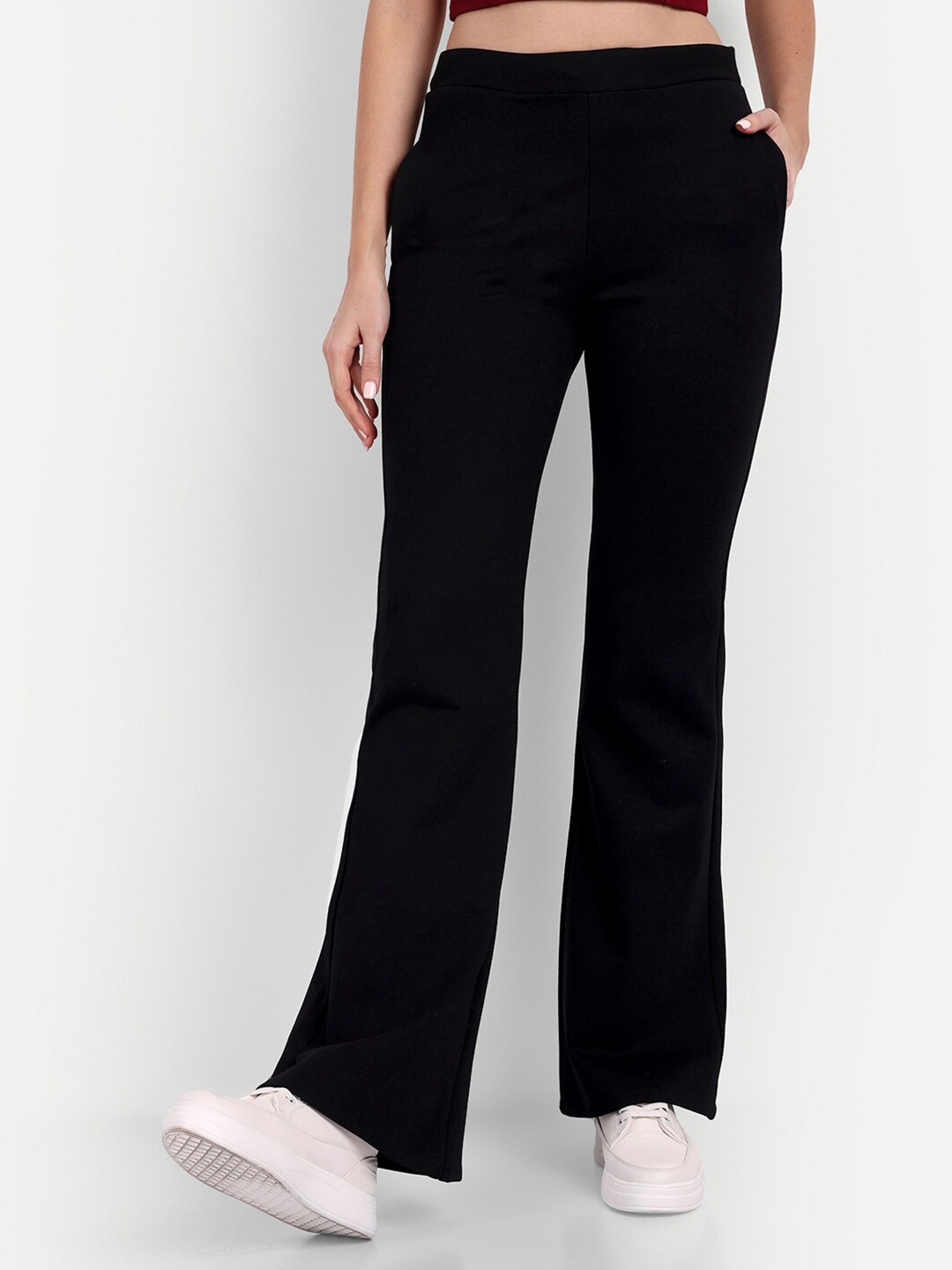 

BROADSTAR Women Smart High Rise Stretchable Bootcut Flared Trouser, Black