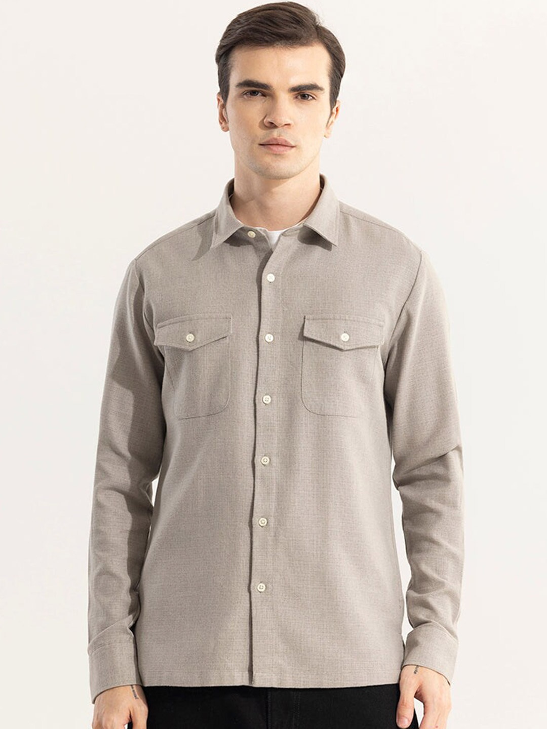 

Snitch Classic Slim Fit Cotton Casual Shirt, Grey