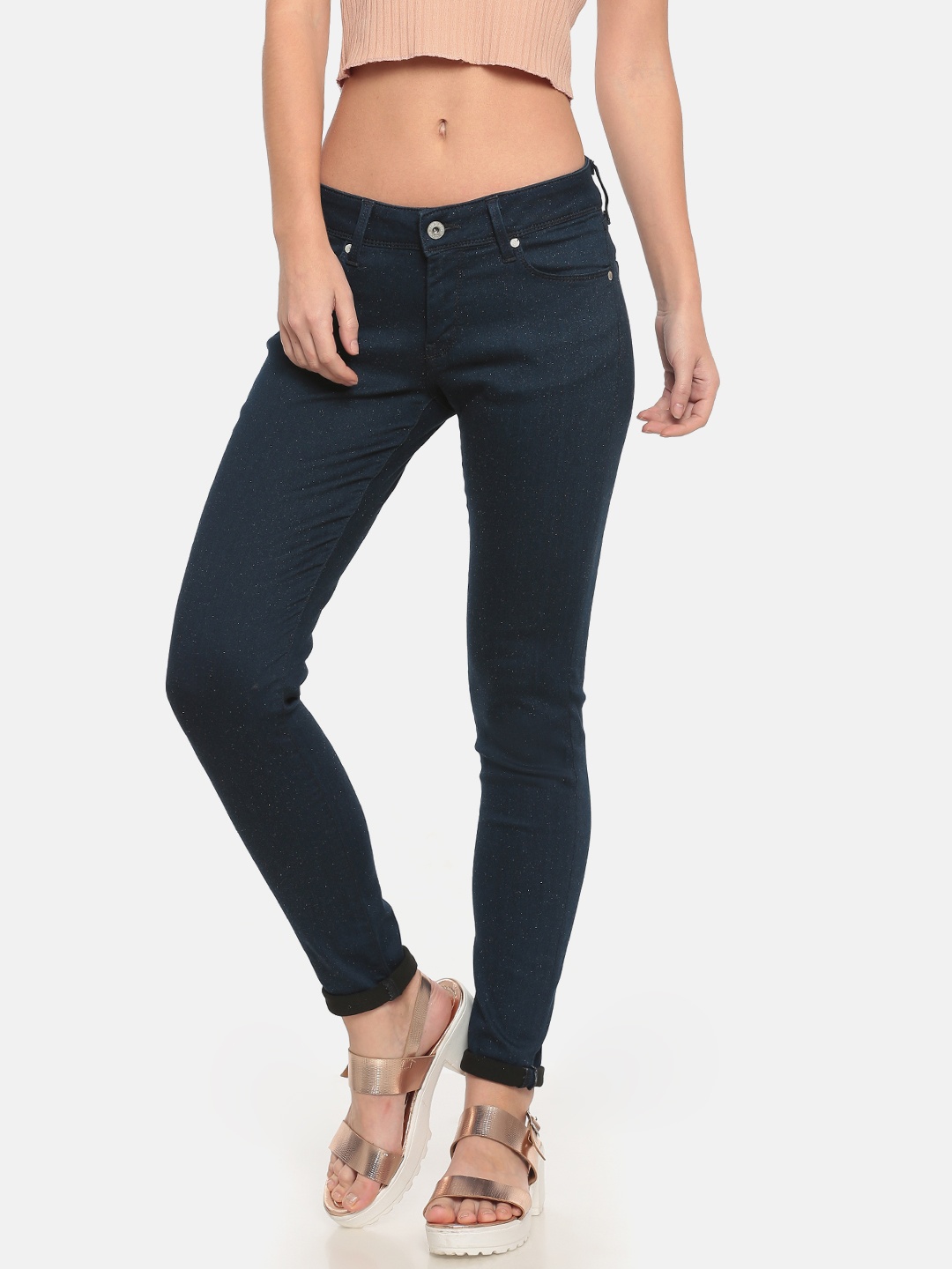 

Pepe Jeans Women Blue Regular Fit Mid-Rise Clean Look Stretchable Jeans