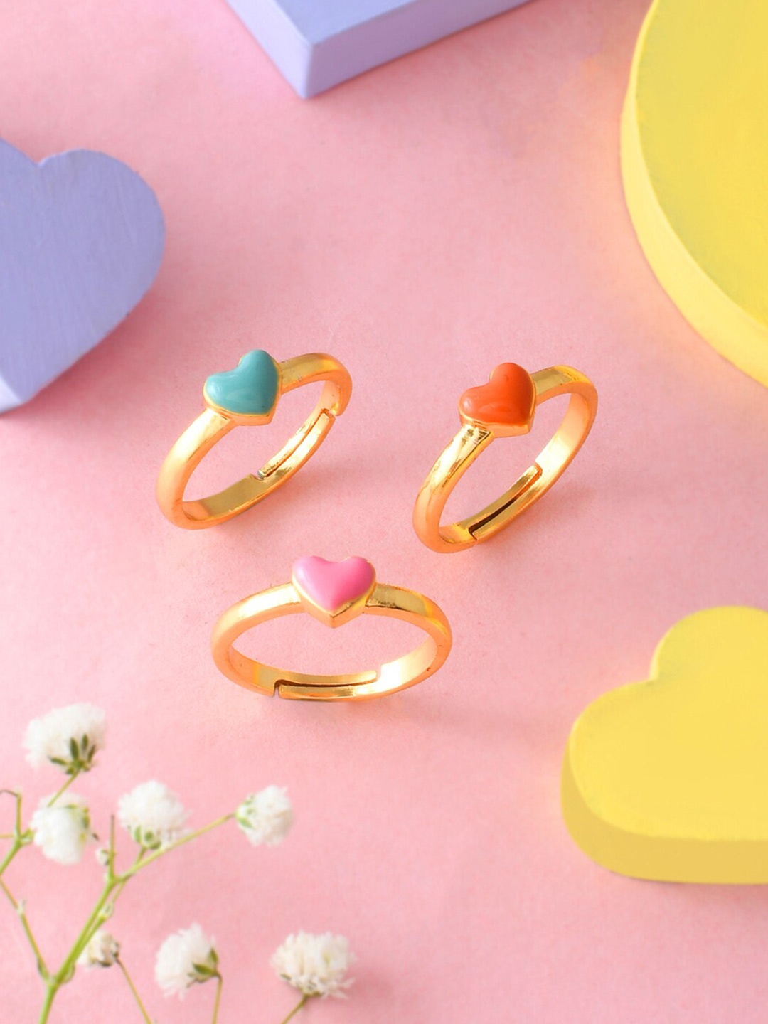 

Voylla Set Of 3 Gold-Plated Textured Finger Ring