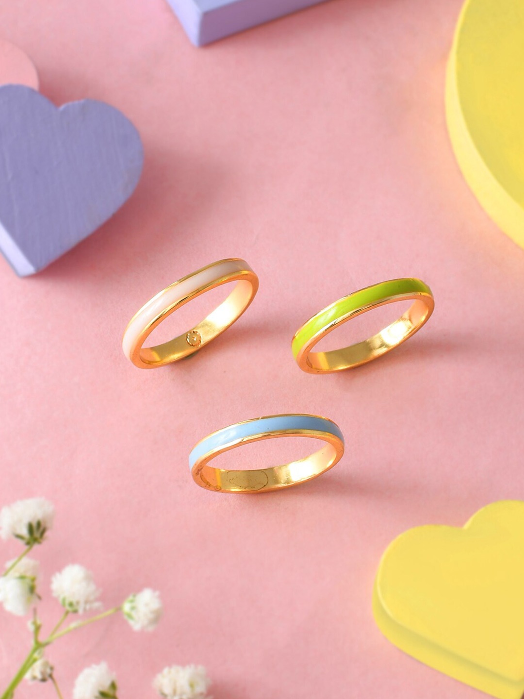 

Voylla Set Of 3 Gold-Plated Band Ring