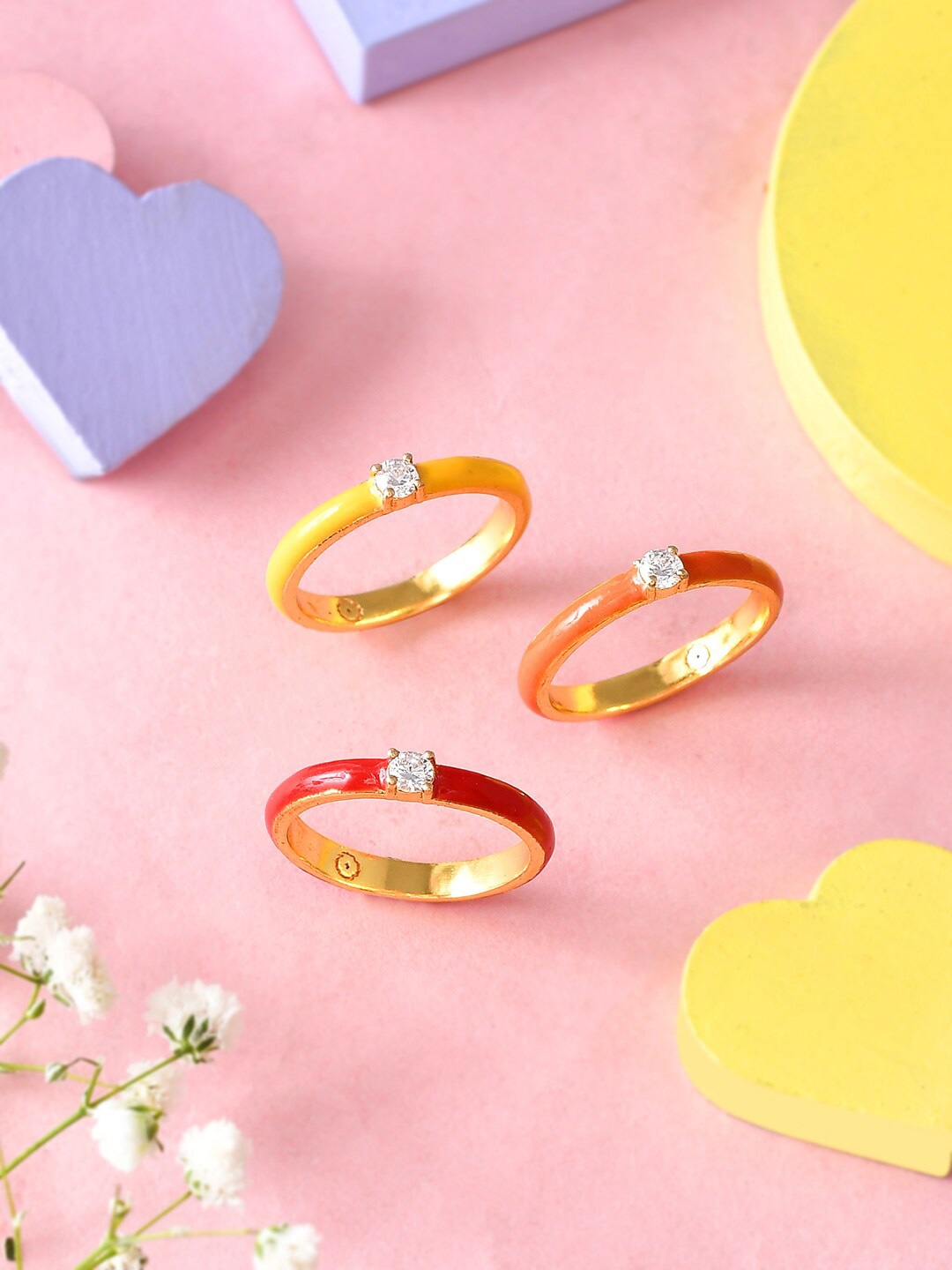 

Voylla Set Of 3 Gold-Plated Textured Finger Ring