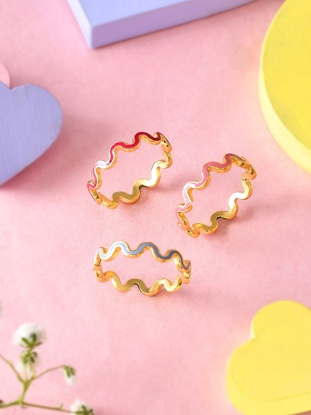 

Voylla Set Of 3 Gold-Plated Finger Ring