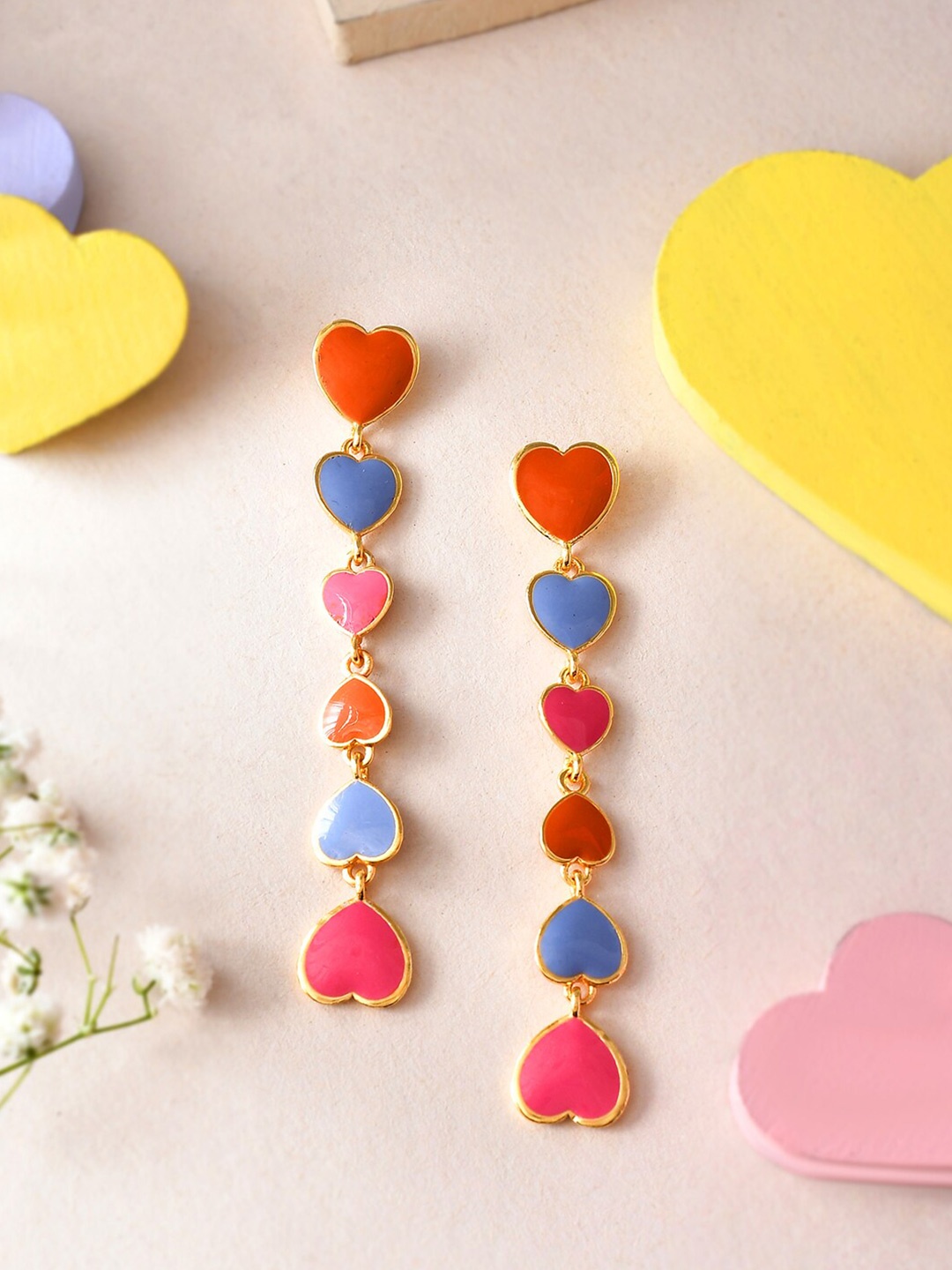 

Voylla Gold Plated Heart Shaped Drop Earrings