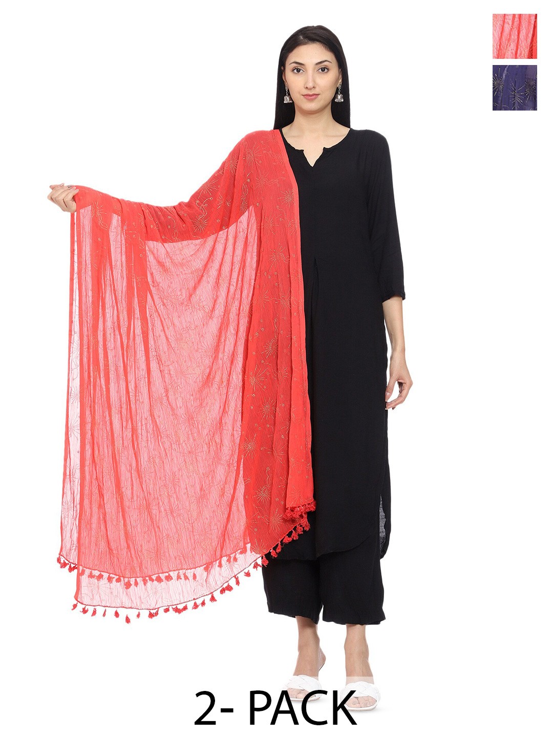 

Tulip Eden Pack Of 2 Floral Printed Dupatta, Coral