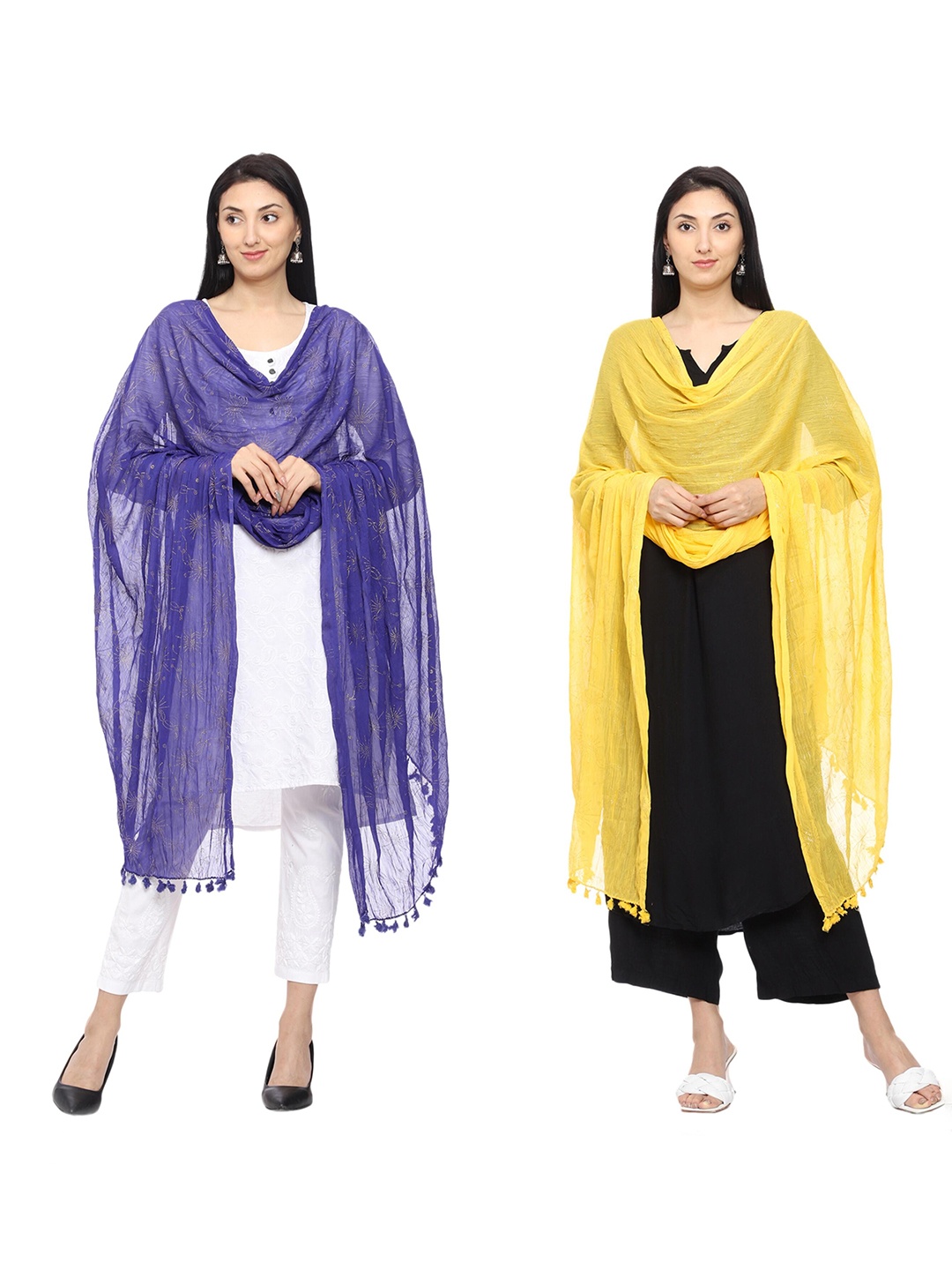 

Tulip Eden Pack Of 2 Ethnic Foil Printed Dupatta, Blue