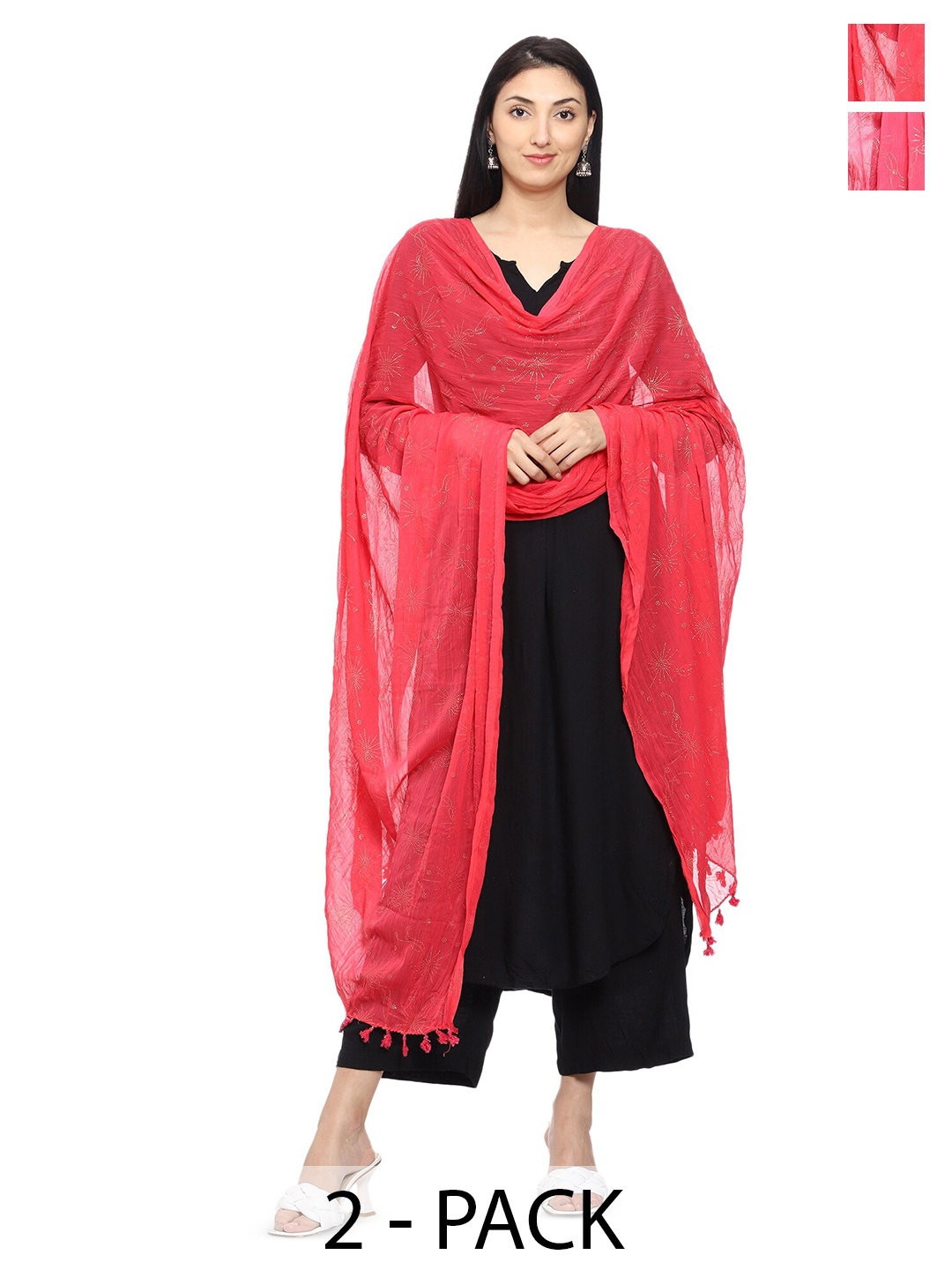 

Tulip Eden Pack Of 2 Floral Printed Dupatta, Pink