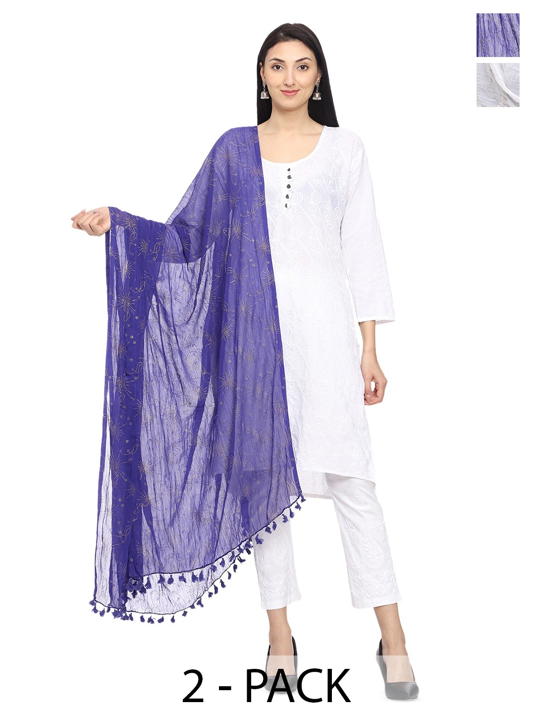 

Tulip Eden Pack Of 2 Floral Printed Dupatta, Blue