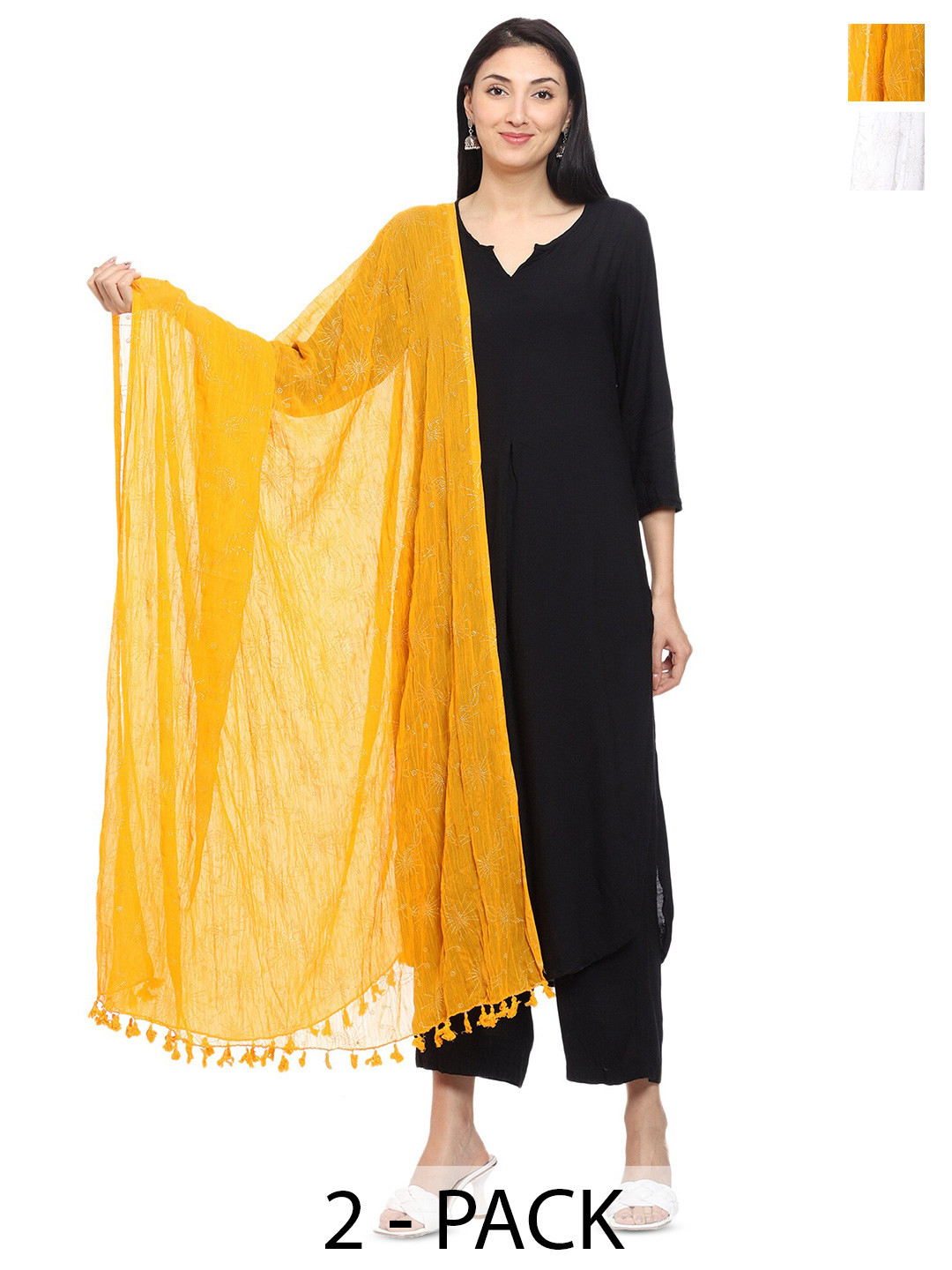 

Tulip Eden Pack Of 2 Floral Printed Dupatta, White
