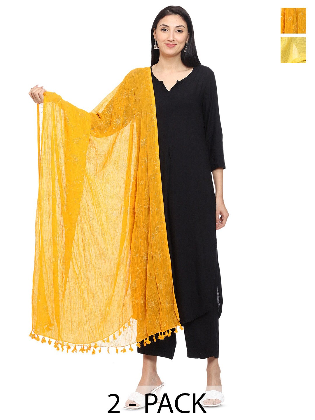 

Tulip Eden Pack Of 2 Floral Printed Dupatta, Yellow