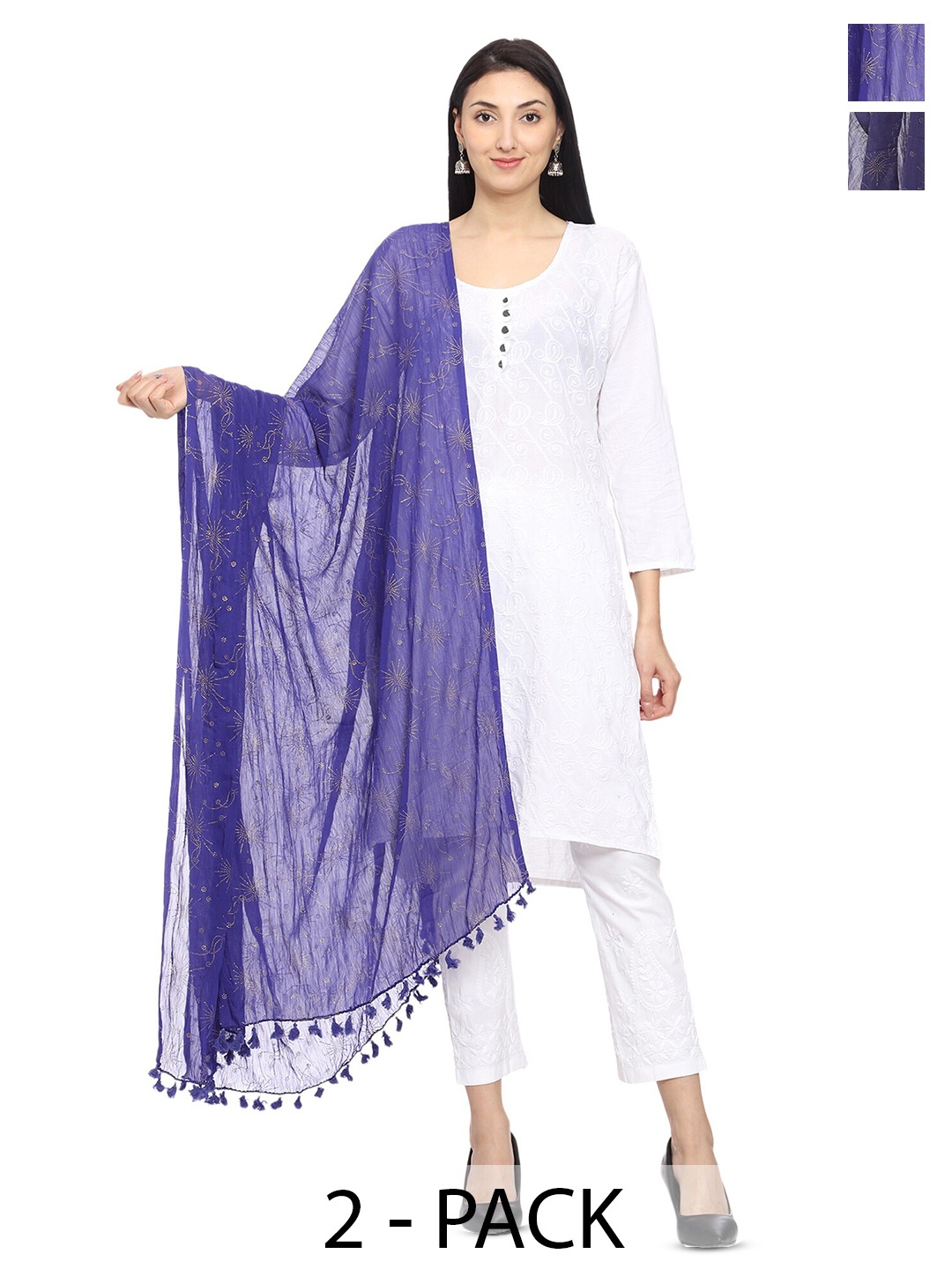 

Tulip Eden Pack Of 2 Floral Printed Dupatta, Blue