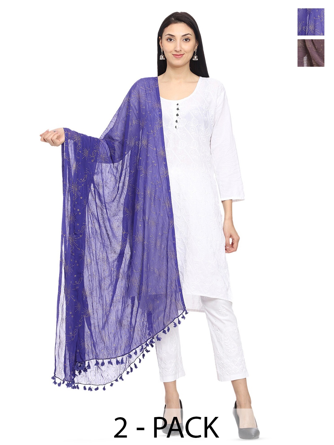 

Tulip Eden Pack Of 2 Floral Printed Dupatta, Blue