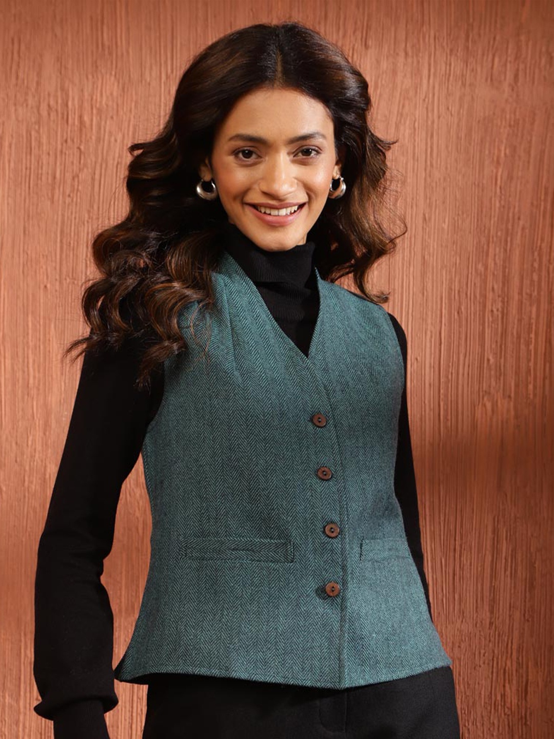 

Fabindia Woollen Tailored Jacket, Green