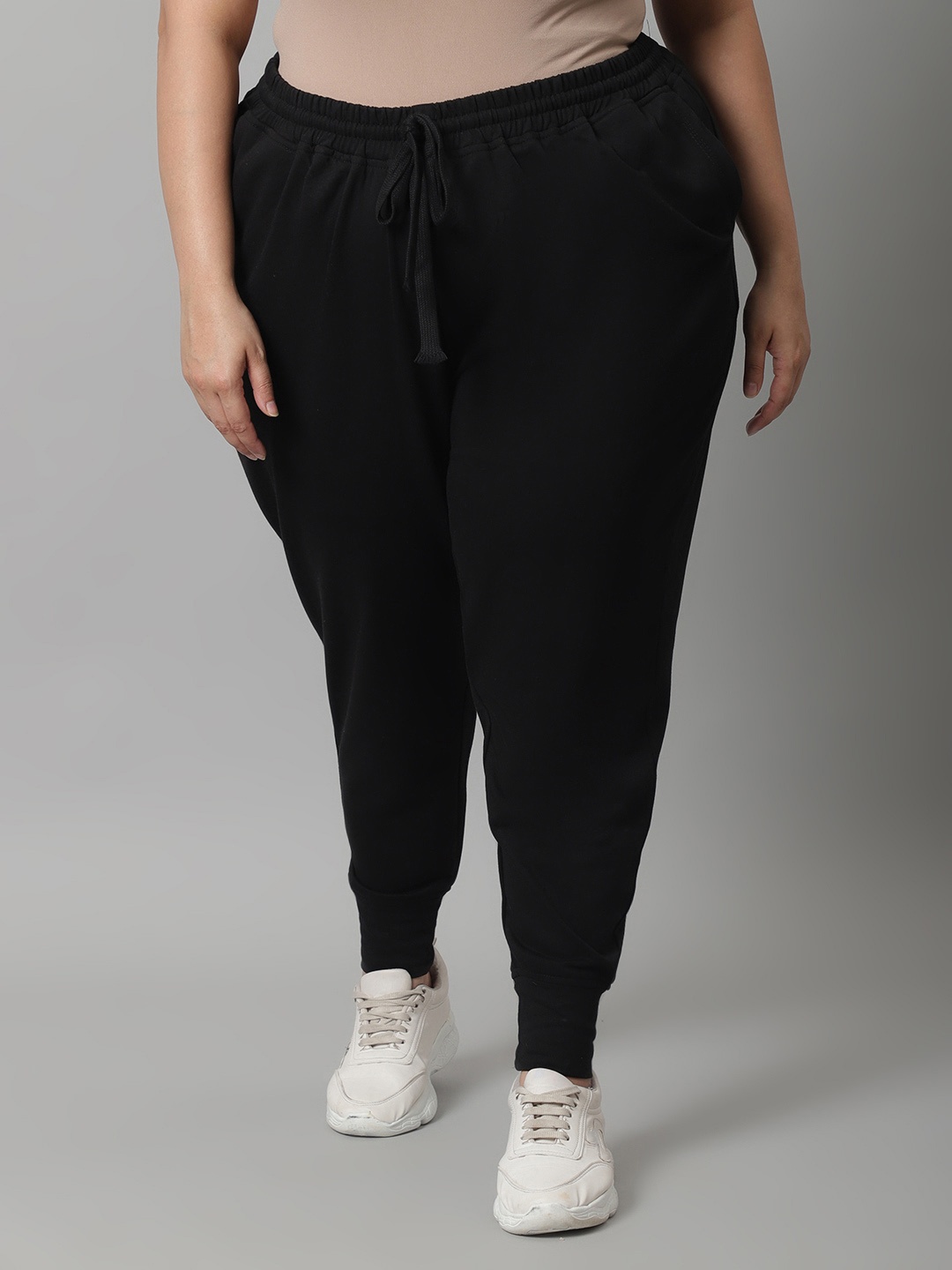 

Rute Plus Size Women Cotton Joggers, Black