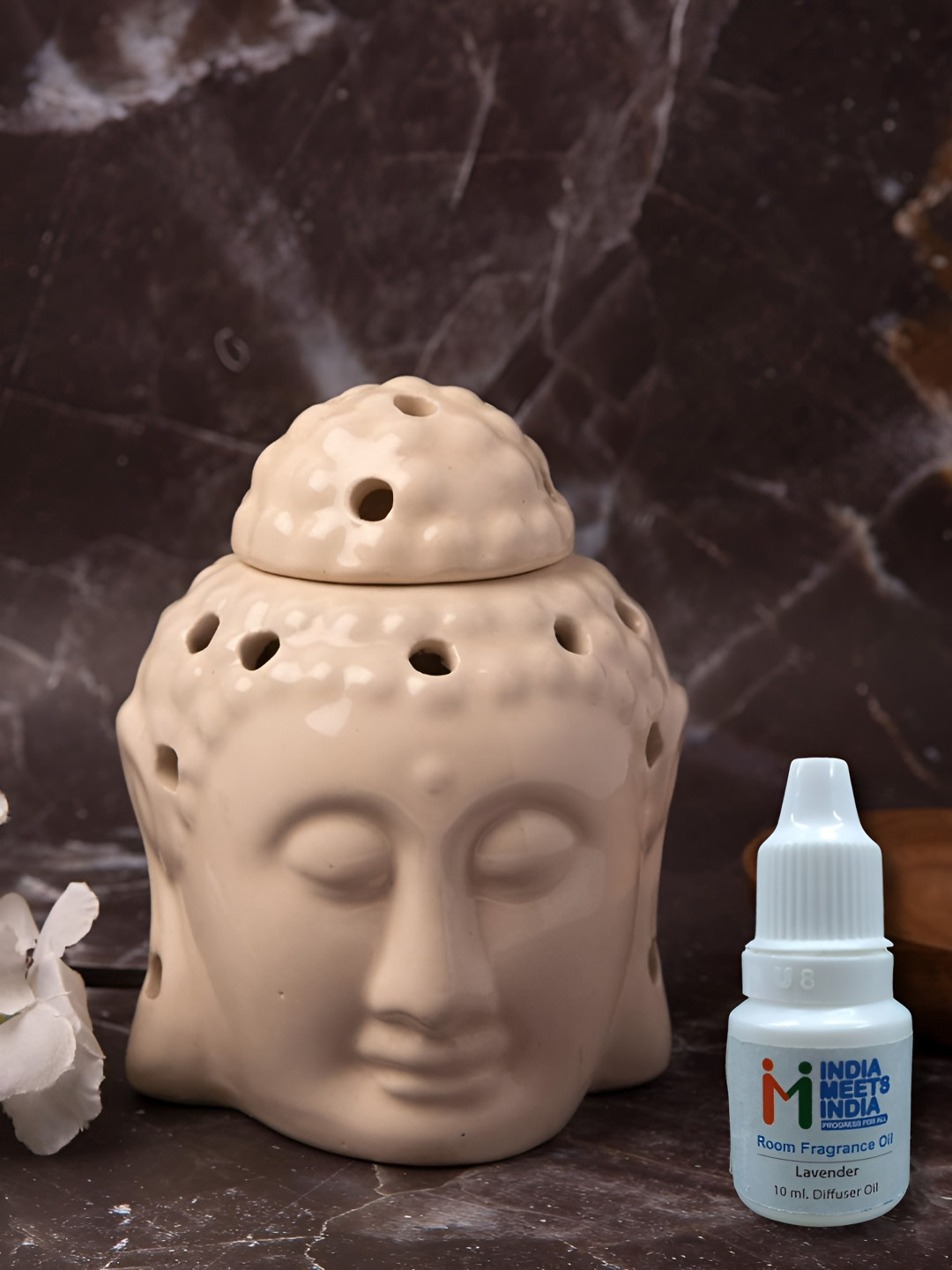 

INDIA MEETS INDIA White Gautam Buddha Electric Aroma Oil Diffuser & Lavender Oil 10ml