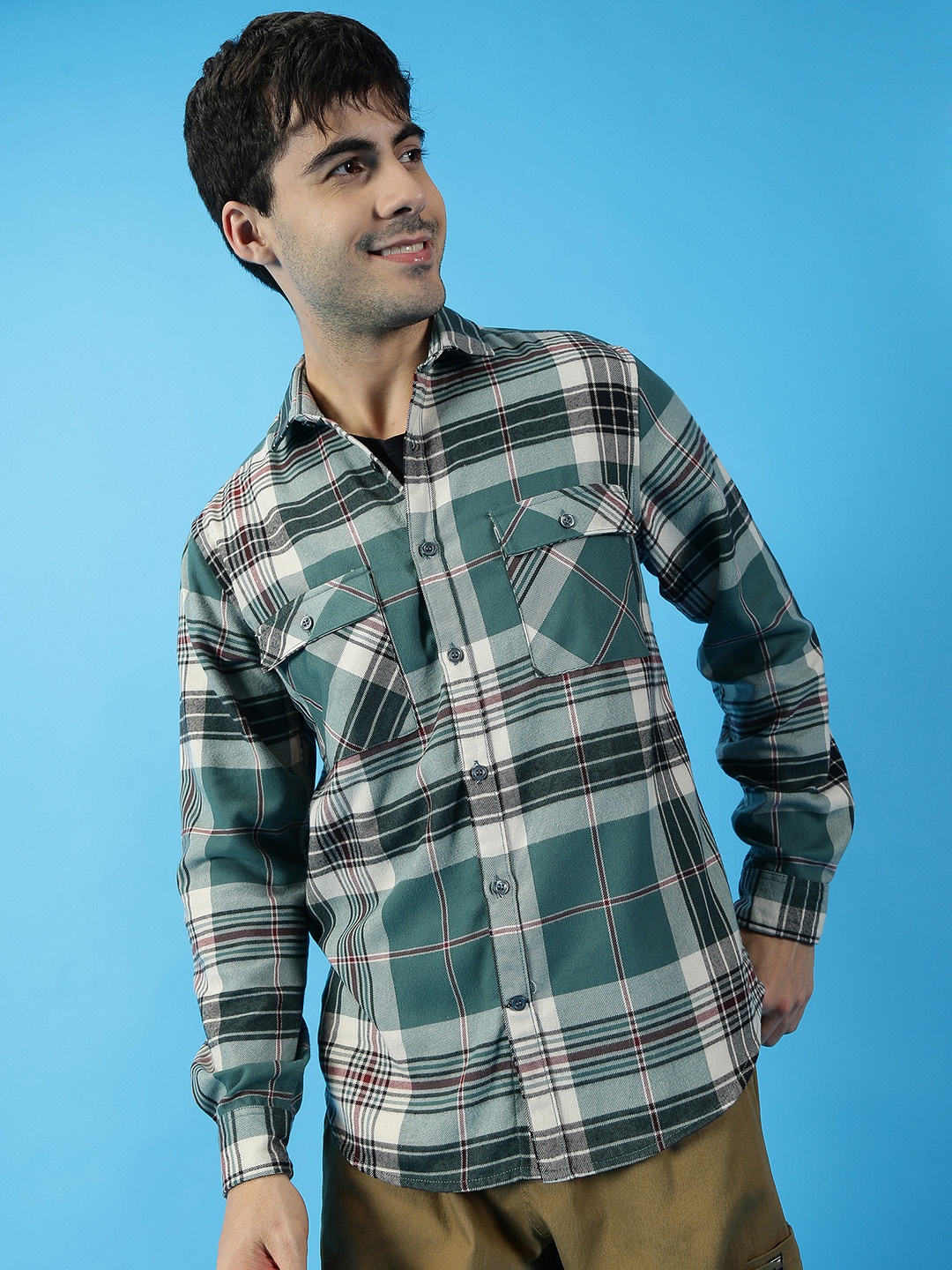 

Mast & Harbour Green Tartan Checked Casual Shirt