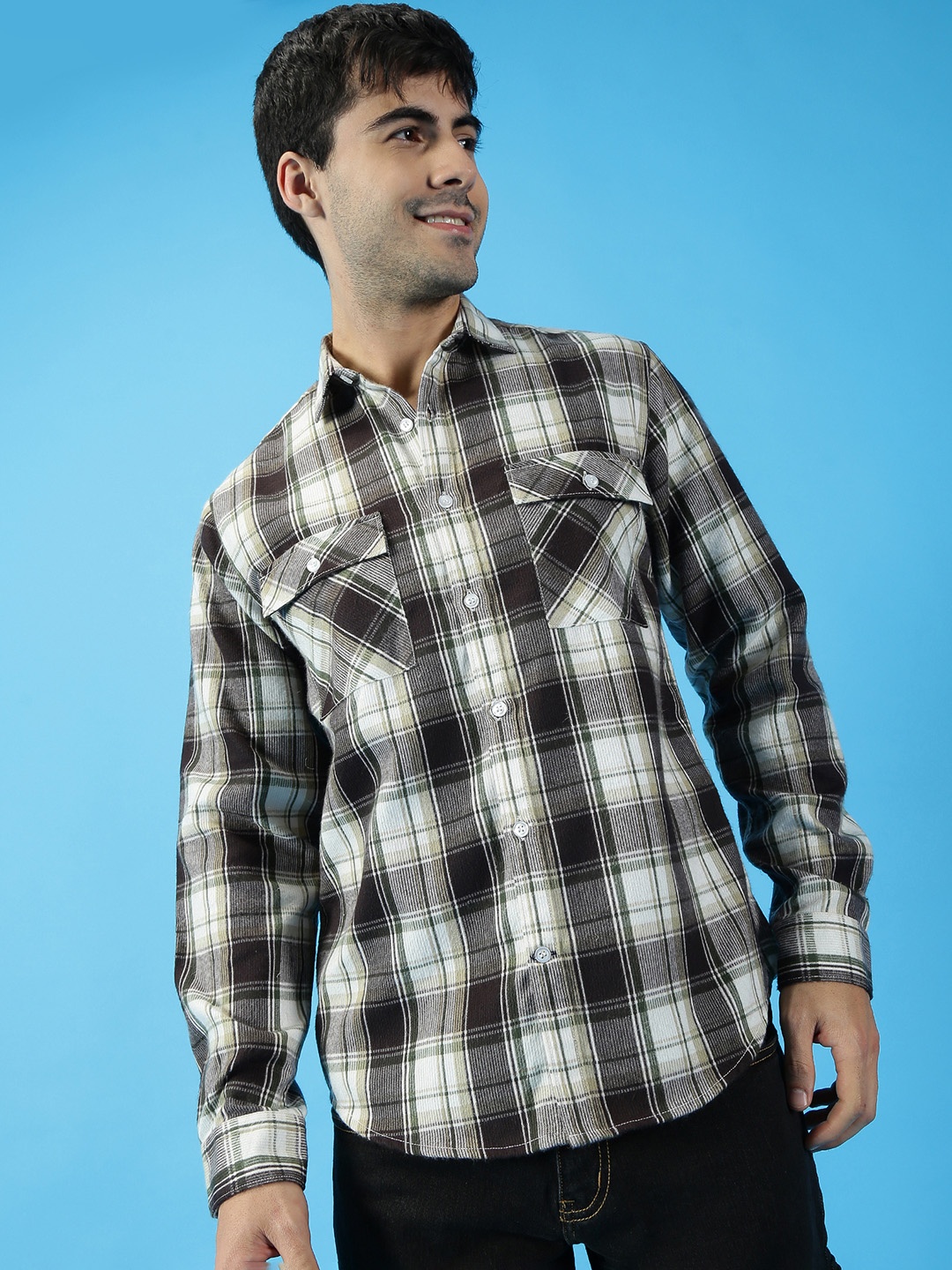 

Mast & Harbour Navy Blue Tartan Checked Casual Shirt