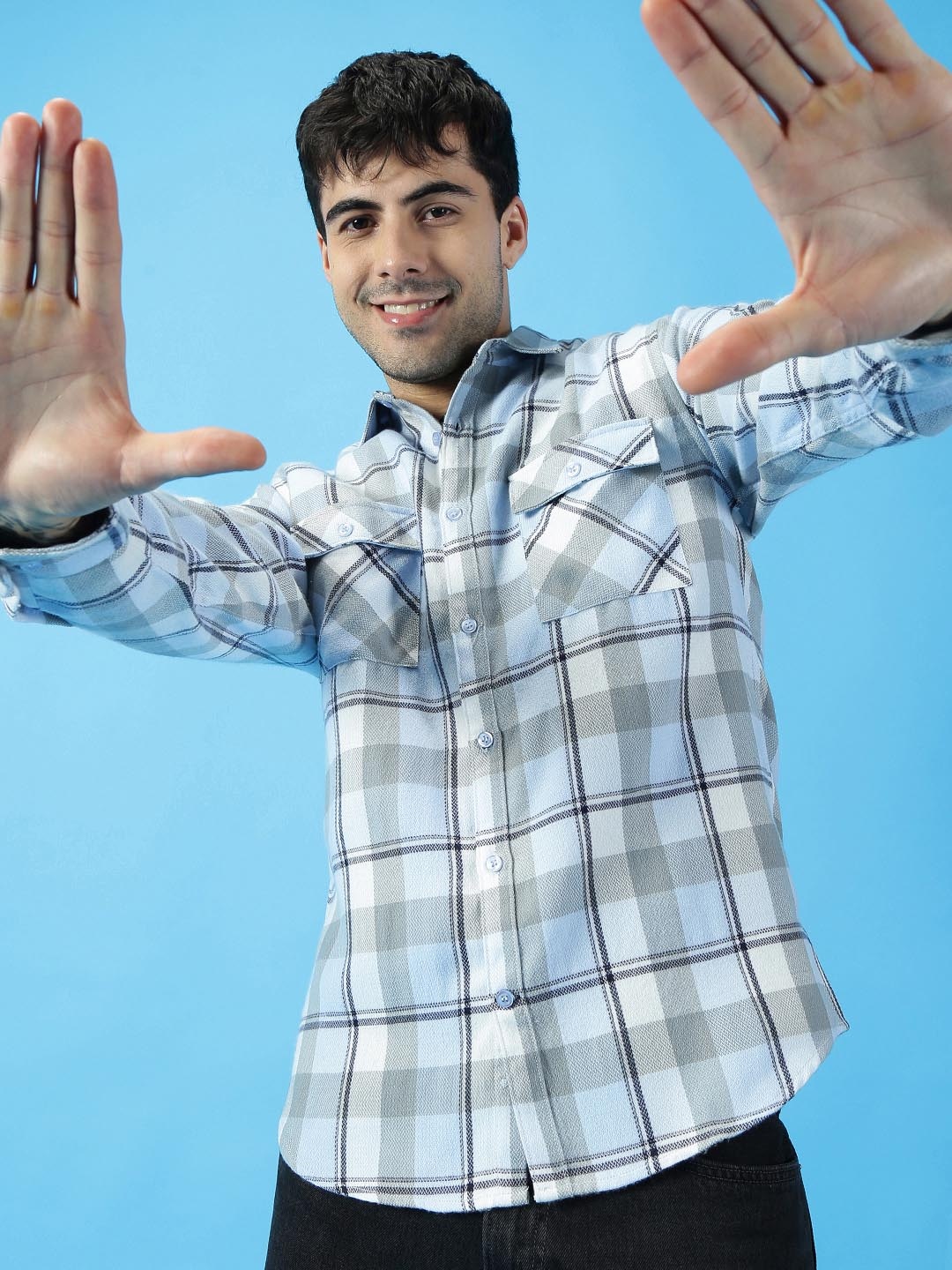 

Mast & Harbour Blue Checked Casual Shirt