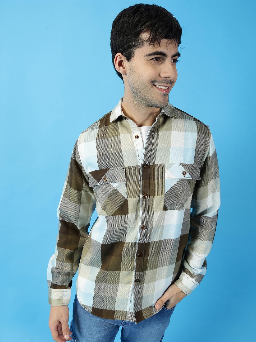 

Mast & Harbour Blue Checked Casual Shirt