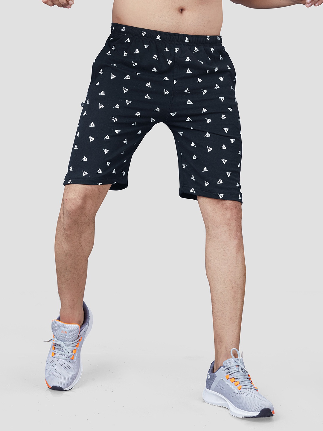 

BAESD Men Mid-Rise Conversational Printed Shorts, Black