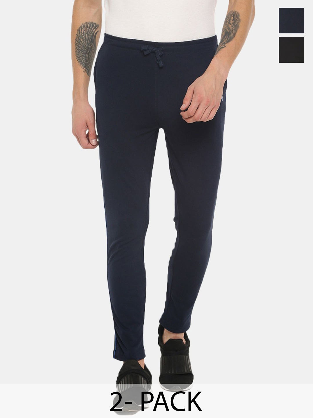 

Dollar Men Pack Of 2 Cotton Track Pants, Black