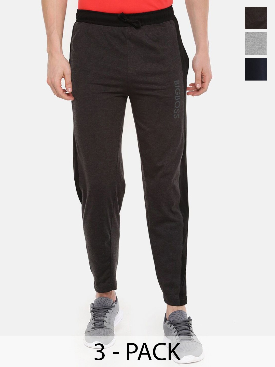 

Dollar Men Pack Of 3 Cotton Track Pants, Navy blue