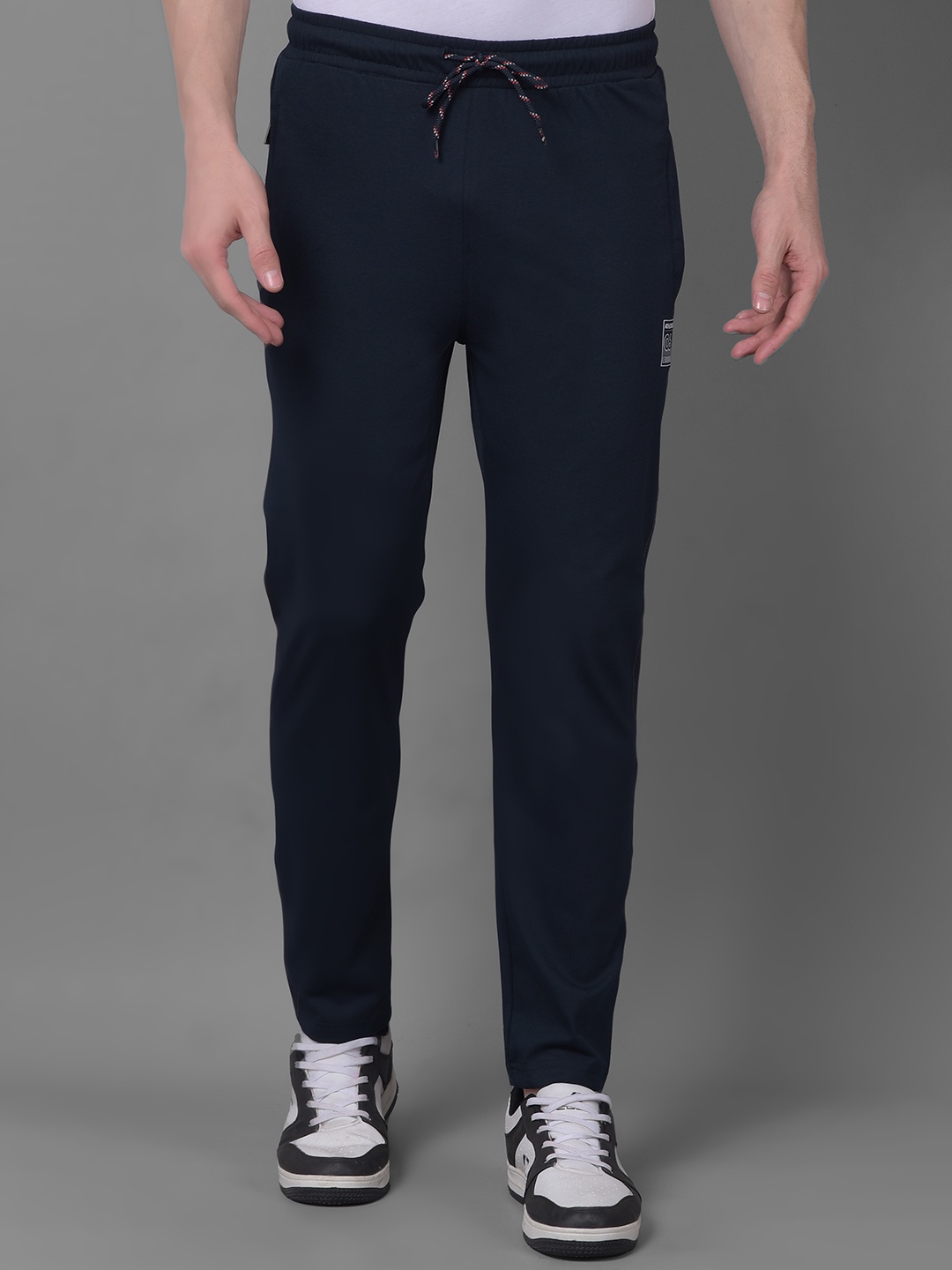 

Dollar Men Mid-Rise Cotton Track Pants, Navy blue