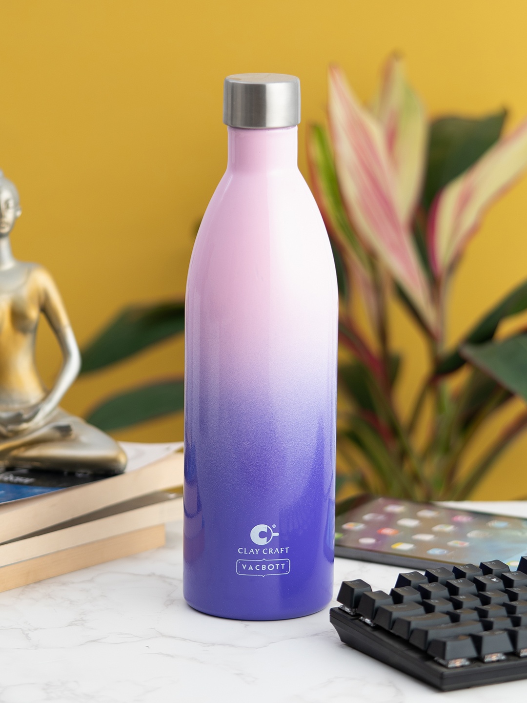 

CLAY CRAFT Pink & Purple Stainless Steel Double Wall Vacuum Water Bottle 1L