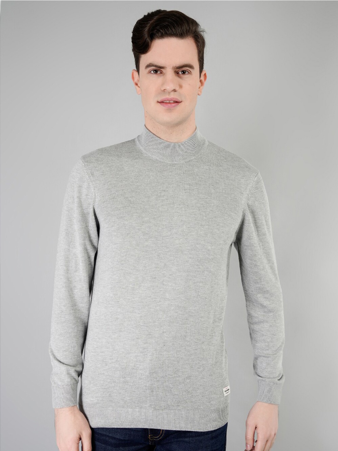 

TIM PARIS Round Neck Cotton Pullover, Grey
