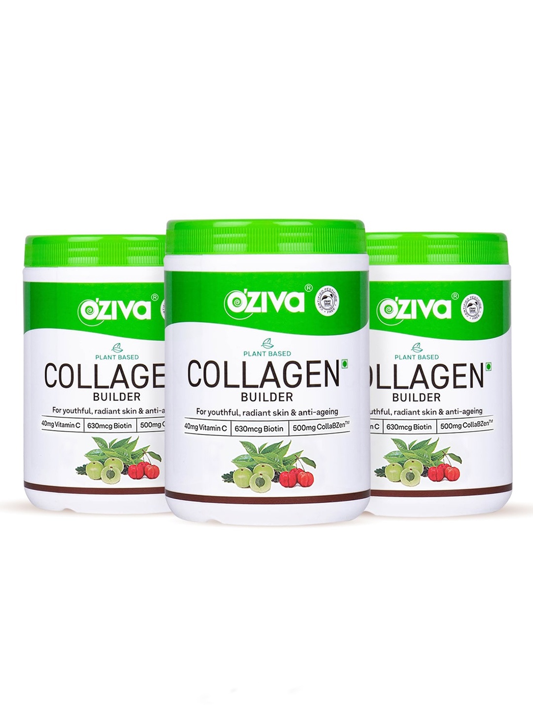 

OZiva Set Of 3 Collagen Builder For Brighter Skin - 250g Each - Classic, Green