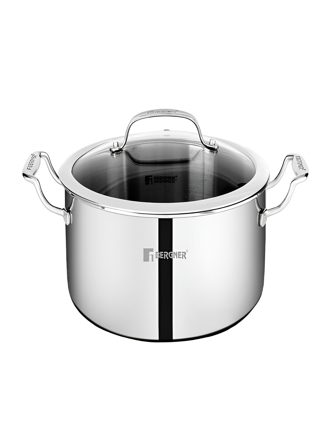 

BERGNER Hitech TriPly Induction Bottom Non-Stick Casserole with Lid 8.2L, Silver