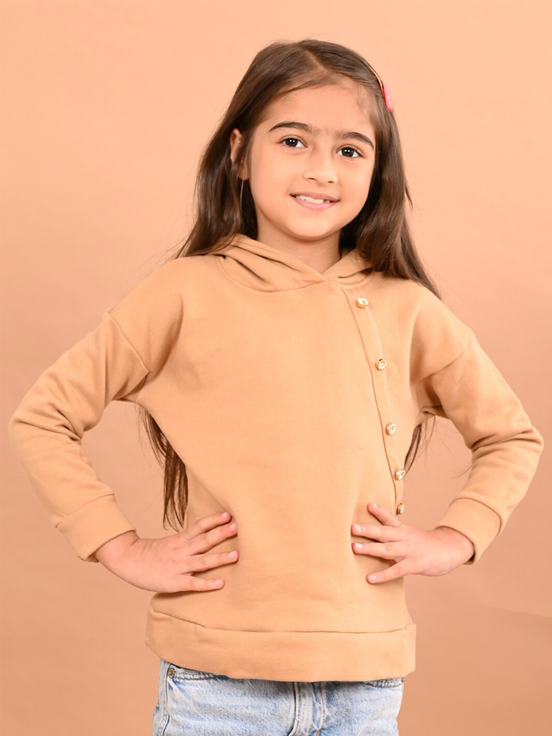 

LilPicks Girls Hooded Pullover Sweatshirt, Brown