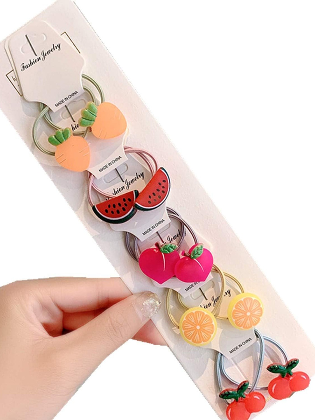 

LYTIX Girls Set Of 10 Embellished Ponytail Holders, Orange
