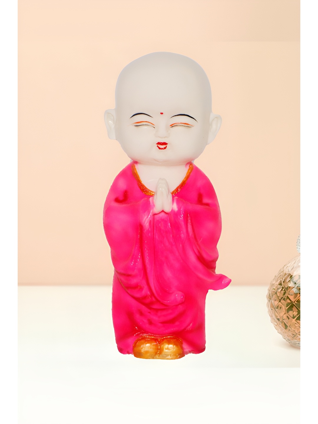 

HOME AUZAR Pink Namastey Monk Fengshui Showpiece