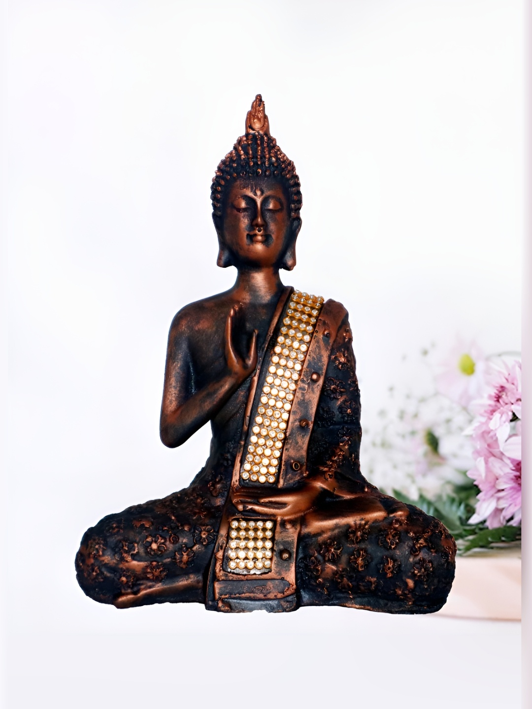 

HOME AUZAR Metalic Brown Buddha Idol Showpiece, Metallic