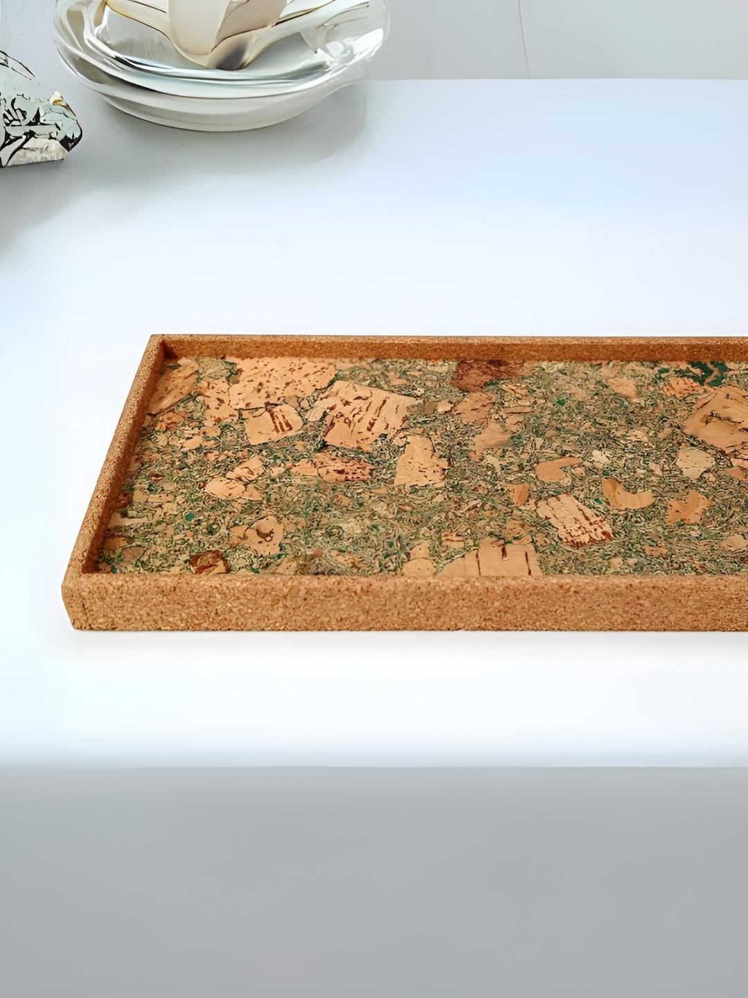 

Raw Yarns Green Textured Cork Serving Tray