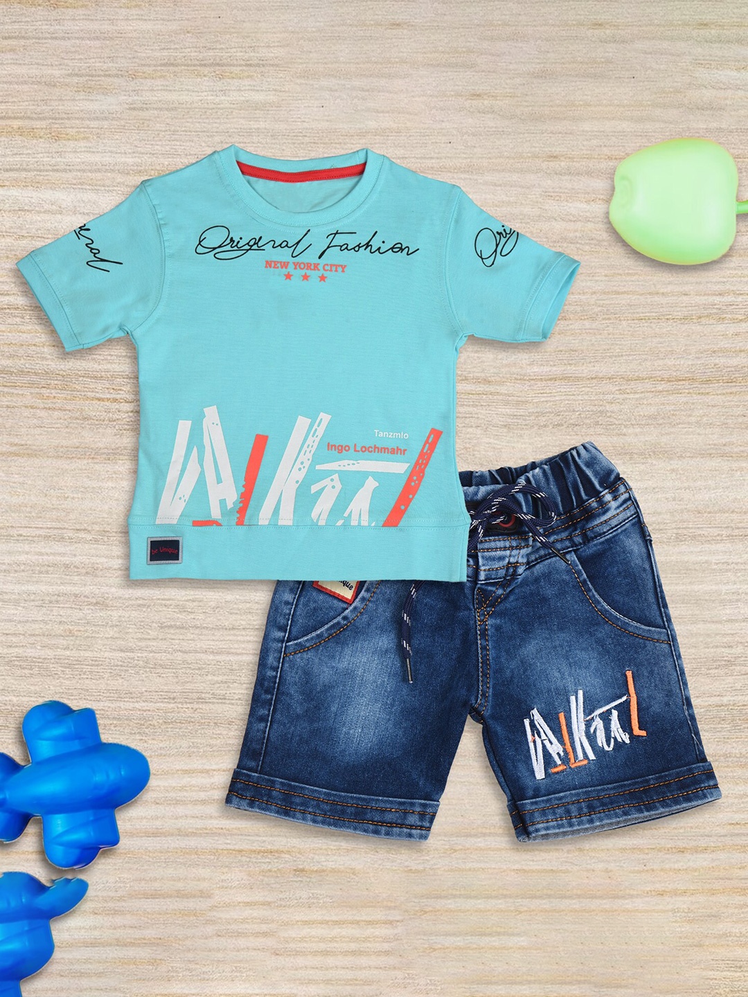 

BAESD Boys Printed T-shirt with Shorts, Blue