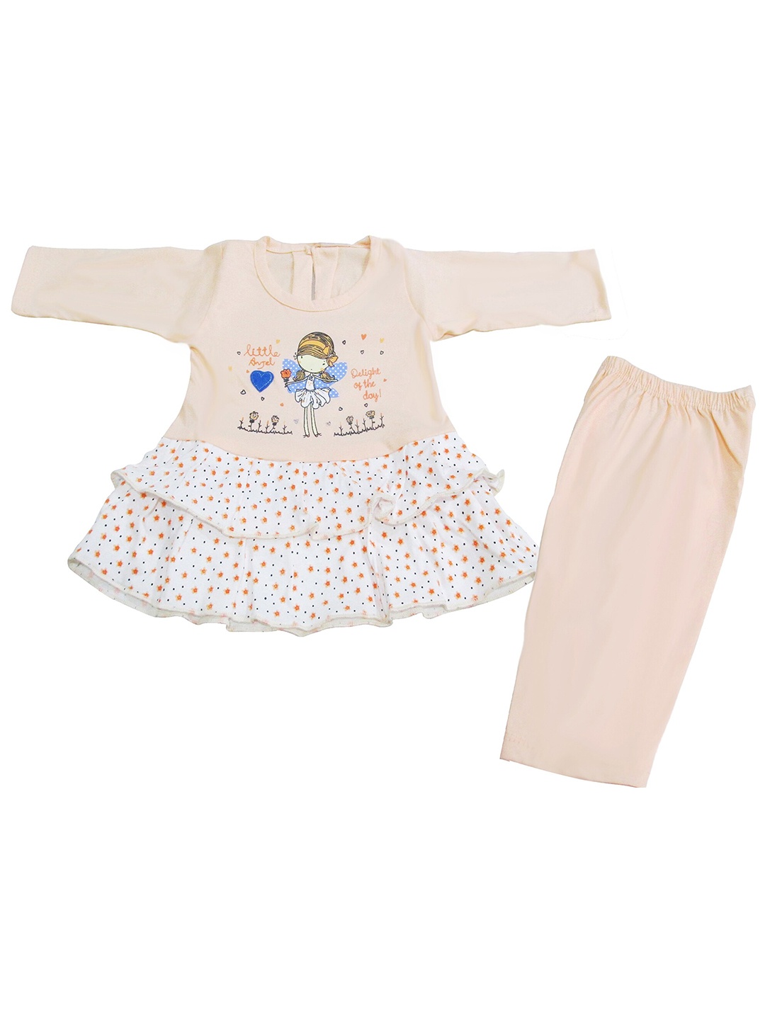 

BAESD Print Round Neck Short Sleeves A-Line Dress, Peach