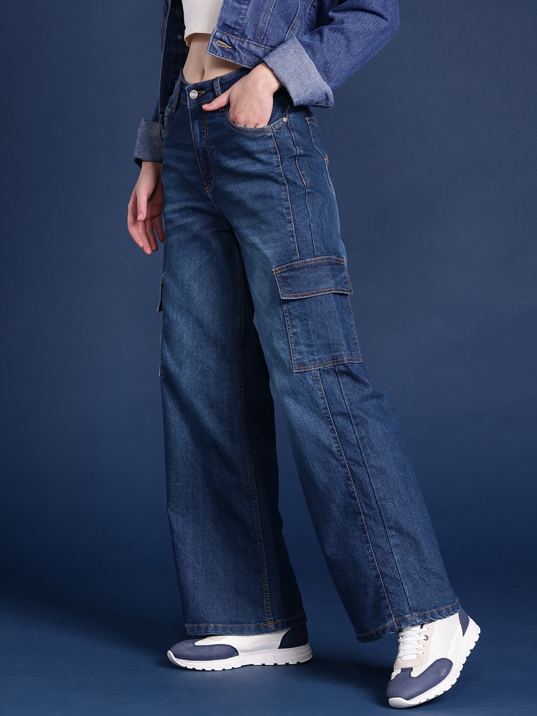 

Mast & Harbour Women Light Fade Jeans, Navy blue